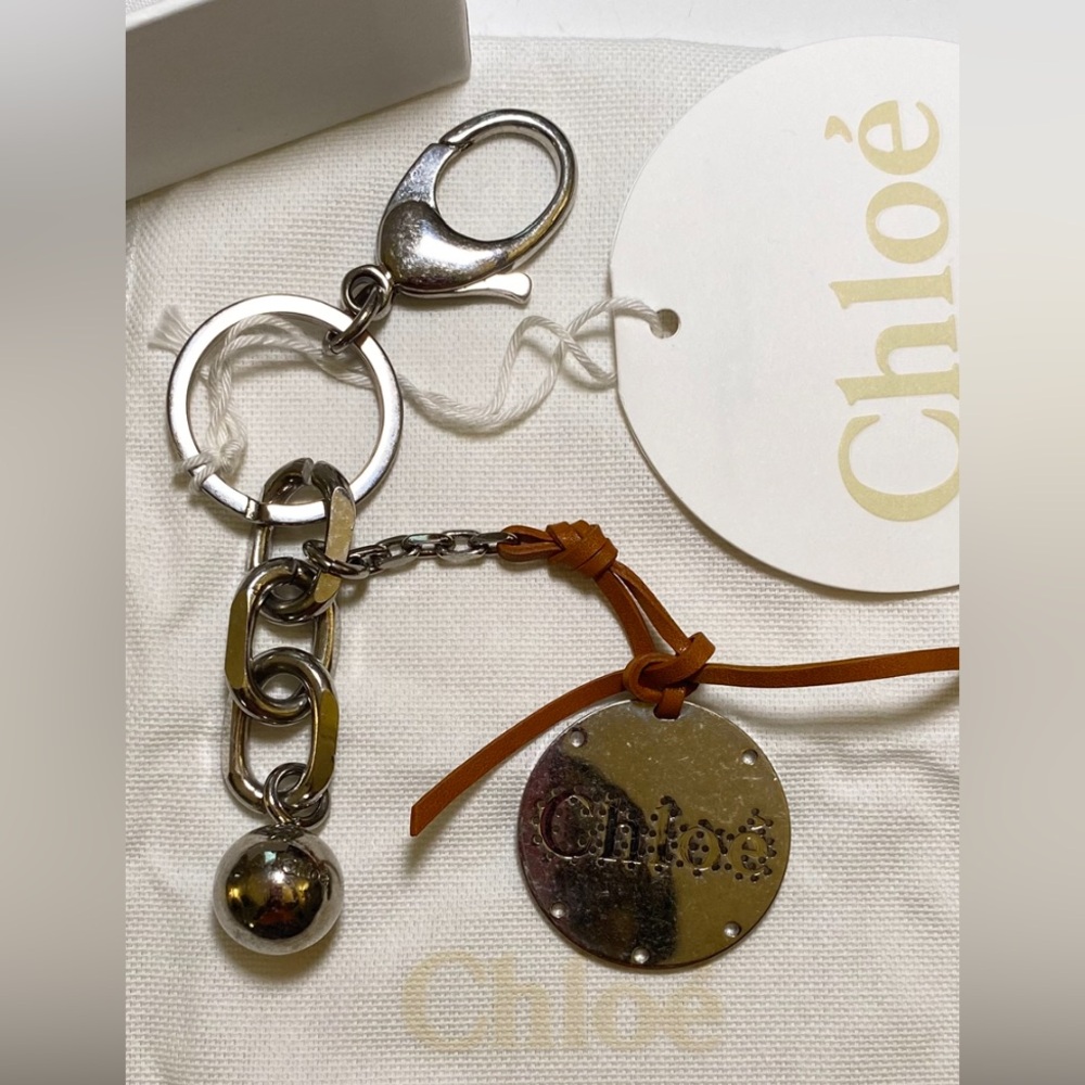 Chloe Metal w/ Leather Strap Keyring/Bag Charm Key Chain